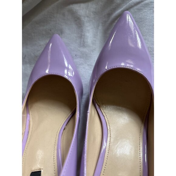 Lilac Patent Leather Pointed Toe Heels With Transparent Block Heel Size 11 - Picture 10 of 11